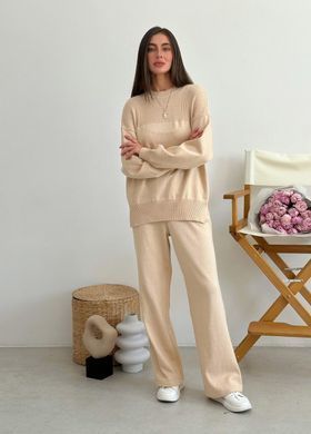 Фото Жіночий трикотажний в'язаний костюм Katrin Штани + Джемпер Бежевий 0022158-022141 0022140-022159 0033279-033280