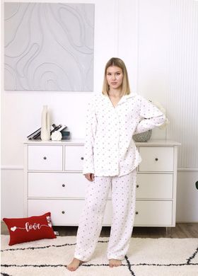 Фото Женская муслиновая пижама Брюки + Сорочка Красные Сердечки