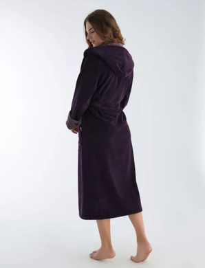 Фото Женский махровый халат с капюшоном Nusa Велюр/Махра 4145 Mor Фиолетовый