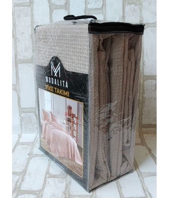 Фото Комплект постельного белья Трикотаж 100% Хлопок Modalita с вафельным покрывалом Gri Серый