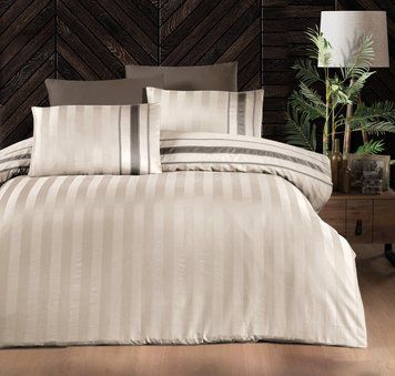 Фото Постельное белье First Choice Сатин Люкс 100% Хлопок Satin Stripe Artwel Champagne