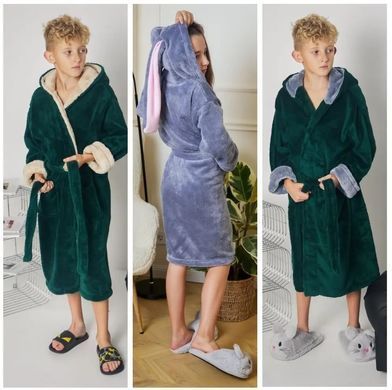 Фото Дитячий махровий халат для хлопчика з каптуром Welsoft Сірий 4000 тср400036
