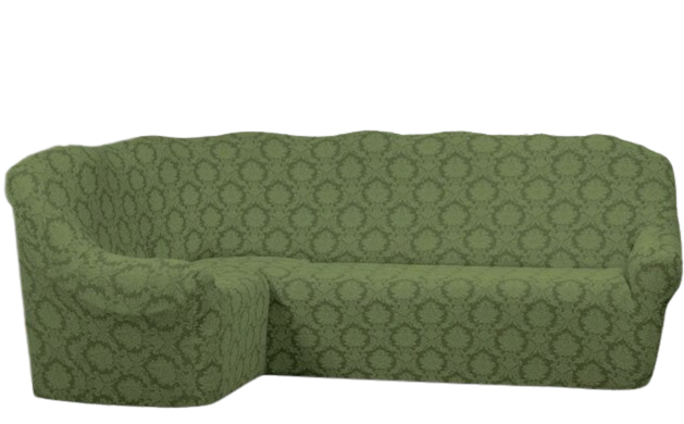 Фото Жаккардовый чехол для углового дивана Без Юбки Turkey Зеленый