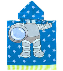 Фото Дитячий махровий рушник-пончо з каптуром Home Brand Космонавт Блакитний