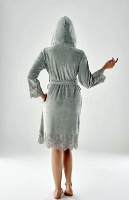 Фото Женский велюровый халат с кружевной отделкой Nusa 0483 Мята