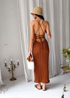 Фото Ажурное платье макси на тонких бретелях Lace Янтарное