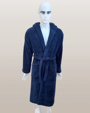 Фото Мужской теплый халат с капюшоном велсофт Welsoft Zeron Dark blue Синий