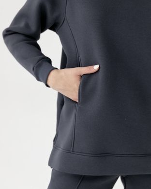 Фото Теплий жіночий спортивний костюм Оверсайз Футер на флісі Темно-сірий 101/22 Графіт