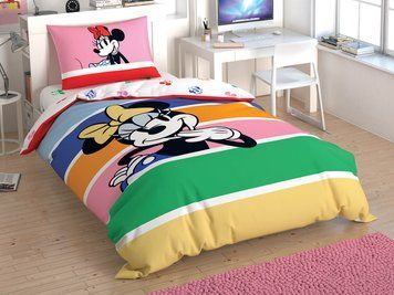 Фото Постільна білизна TAC Disney Minnie Mouse Rainbow Ranforce Ранфорс 100% Бавовна Мінні Маус p-60285225
