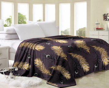 Фото Плед Wellsoft флисовый Selena Перышки Brown 500114