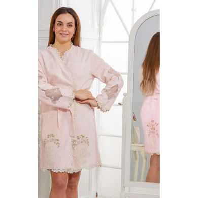 Фото Набор женский махровый халат + тапочки и полотенце Padova Arya 100% Хлопок Розовый