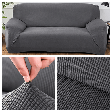 Фото Темно-сірий трикотажний чохол на тримісний диван SC3-JJ-C4