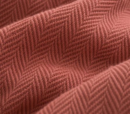 Фото Хлопковый плед-покрывало с бахромой Strip Terracotta