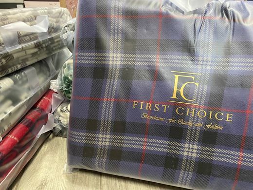 Фото Великий бавовняний плед покривало First Choice Ruma Plaid Navy Blue 2085-08 m019148