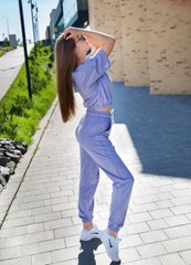 Фото Жіночий костюм з футболкою та джогерами прогулянковий Синій 609