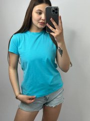 Фото Удлиненная базовая женская футболка 100% Хлопок Бирюзовая
