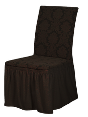Фото Жаккардовый универсальный чехол для стула с юбкой Turkey Темный Шоколад