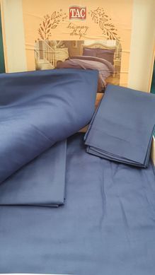 Фото Однотонное постельное белье TAC Basic Blue Сатин 100% Хлопок