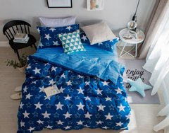 Фото Комплект постельного белья Selena Сатин Звезды Синий 300012