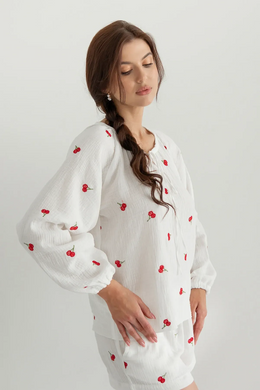 Фото Жіноча сорочка з довгим рукавом з Мусліну з Вишивкою Cherry ML0085-38-60