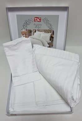 Фото Комплект постільної білизни TAC Сатин Premium Basic Stripe White Білий
