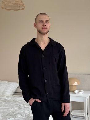 Фото Мужская пижама с Муслина V.Velika на пуговицах Штани + Кофта Чёрный