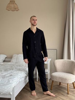 Фото Мужская пижама с Муслина V.Velika на пуговицах Штани + Кофта Чёрный