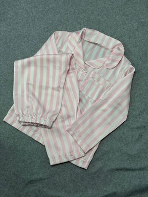 Фото Пижамный комплект в полоску детский Штаны + Рубашка Малиновый