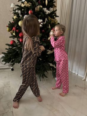 Фото Пижамный комплект в полоску детский Штаны + Рубашка Малиновый