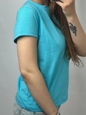 Фото Подовжена базова жіноча футболка 100% Бавовна Бірюзова 126/23 бірюза