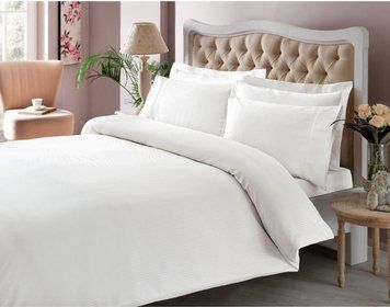 Фото Комплект постільної білизни TAC Сатин Premium Basic Stripe White Білий p-60153689