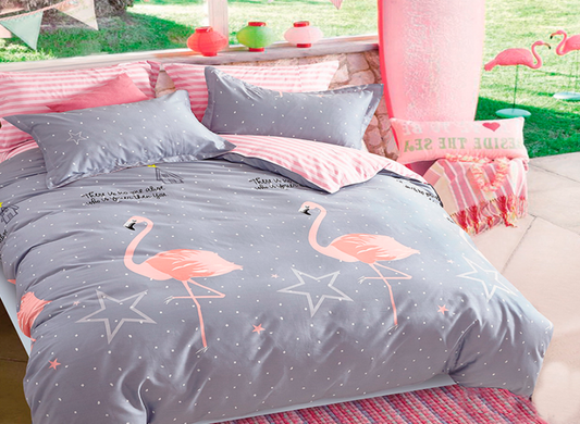 Фото Комплект постельного белья ТМ TAG Ранфорс Звёздный Фламинго R7452