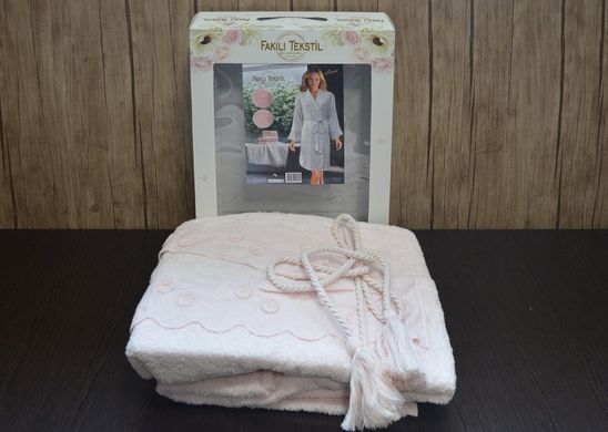 Фото Набор женский махровый халат и полотенца Fakili Anna 100% Хлопок Розовый