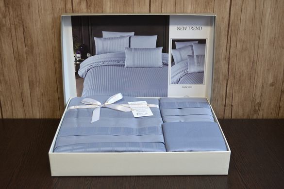 Фото Сатиновое постельное белье First Choice Deluxe Satin New Trend Dusty Blue