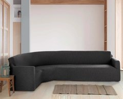 Фото Жаккардовый чехол для углового дивана Без Юбки Rain Тёмно Серый