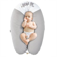 Фото Подушка для вагітних та годування Papaella Горошок Сірий