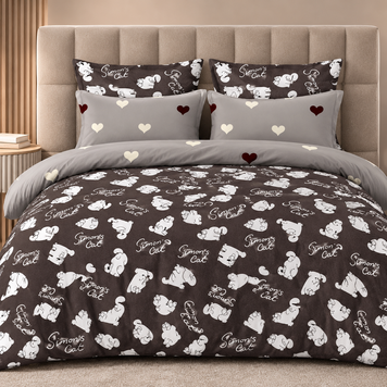 Фото Постільна білизна Feline Whimsy 100% Бавовна Бязь Люкс 101473 Selena Селена Веселі Котики