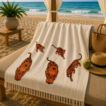 Фото Пляжный муслиновый пештемаль 100% Хлопок Aurelia Muslin Wild Leopard