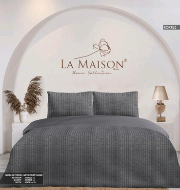 Фото Комплект постельного белья из муслина La Maison Muslin Tencel Kortez Grey 100% Хлопок