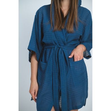 Фото Жіночий халат 100% Бавовна тонка махра Buldans Bianca Indigo Синій