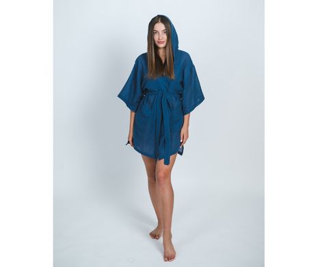 Фото Жіночий халат 100% Бавовна тонка махра Buldans Bianca Indigo Синій