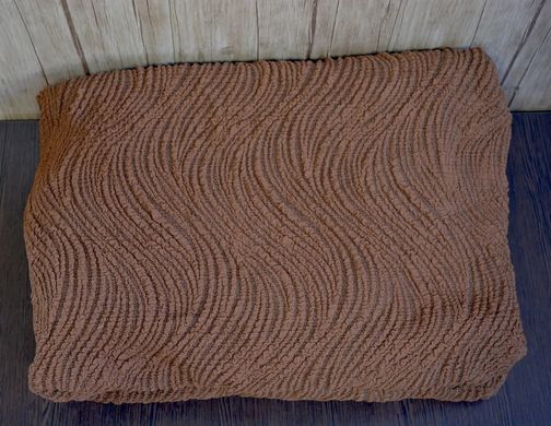 Фото Набір жакардових чохлів на стільці з спідницею Хвиля Коричневий 6 шт