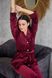 Фото №3 з 8 товару Жіночий домашній костюм Велюр в рубчик Штани + Кофта на гудзиках Марсал 907