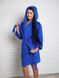 Фото №1 з 7 товару Короткий жіночий теплий халат з каптуром Welsoft Синій 1026
