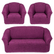 Фото №1 з 6 товару Чохол для 2-х-3-х містного дивана + 2 крісла без спідниці Turkey № 8 Фіолет