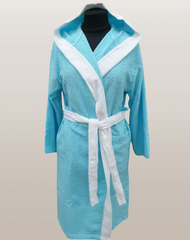 Фото Жіночій махровий халат с каптуром 100% Бавовна Турция Бірюзовий