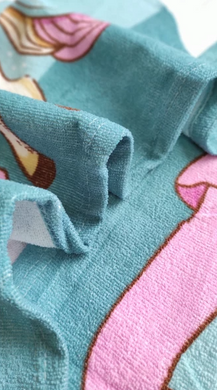 Фото Дитячий махровий рушник-пончо з каптуром Home Brand Єдиноріг Блакитний