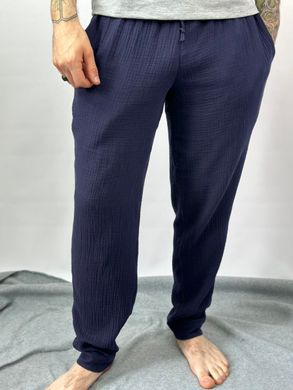 Фото Чоловічі штани з Мусліну V.Velika Темно-сині  123/23 темно синій