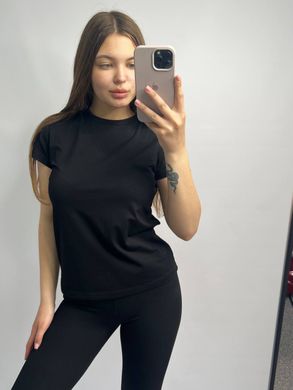 Фото Подовжена базова жіноча футболка 100% Бавовна Чорна 126/23 чорний