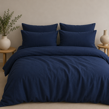 Фото Постельное белье из вареного хлопка La Maison Mariella Deep Indigo 100% Хлопок